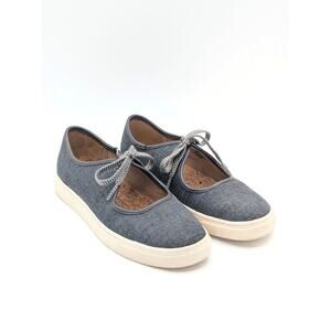 Lucky Brand Lisia Cut Out Tie Sneakers Womens 8 Gray Cork Footbed Mary Jane Boho